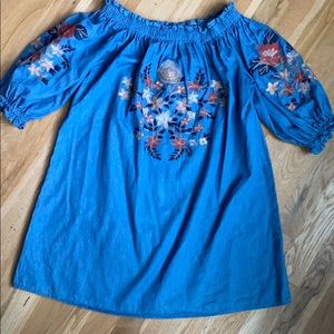 🌼Paper Heart Off the shoulder denim SHORT dress.